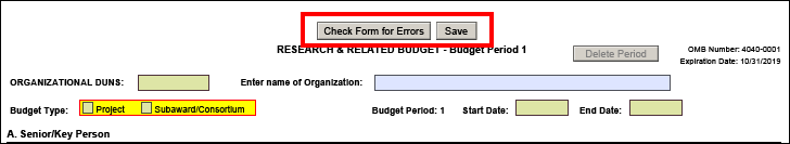 Subaward budget form