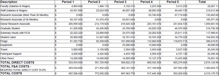 Example of updated Budget Total Report