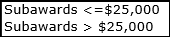 Subawards less than or equal to $25,000; Subawards greater than $25,000