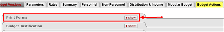 Show link for the Print Forms panel
