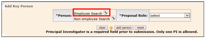Employee Search icon in the Add Key Person bubble