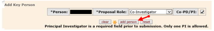 Add Person in the Add Key Person bubble