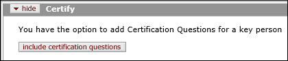 Include certification questions button